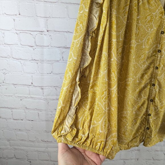 Cato Yellow Gold Ruffled Peasant Top 18/20W - Picture 4 of 7